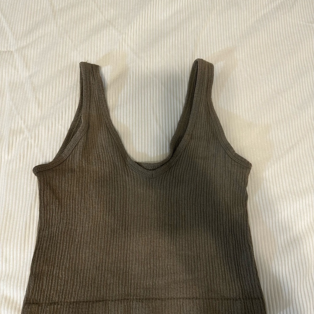 Urban Outfitters Ribbed V-Neck Tank - Olive